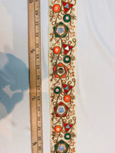 Mirror embroidered trim, multi color with nude background