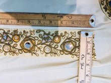 Mirror embroidered trim, multi color with nude background