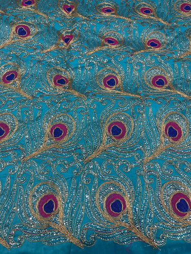 Peacock feather embroidery 44" wide