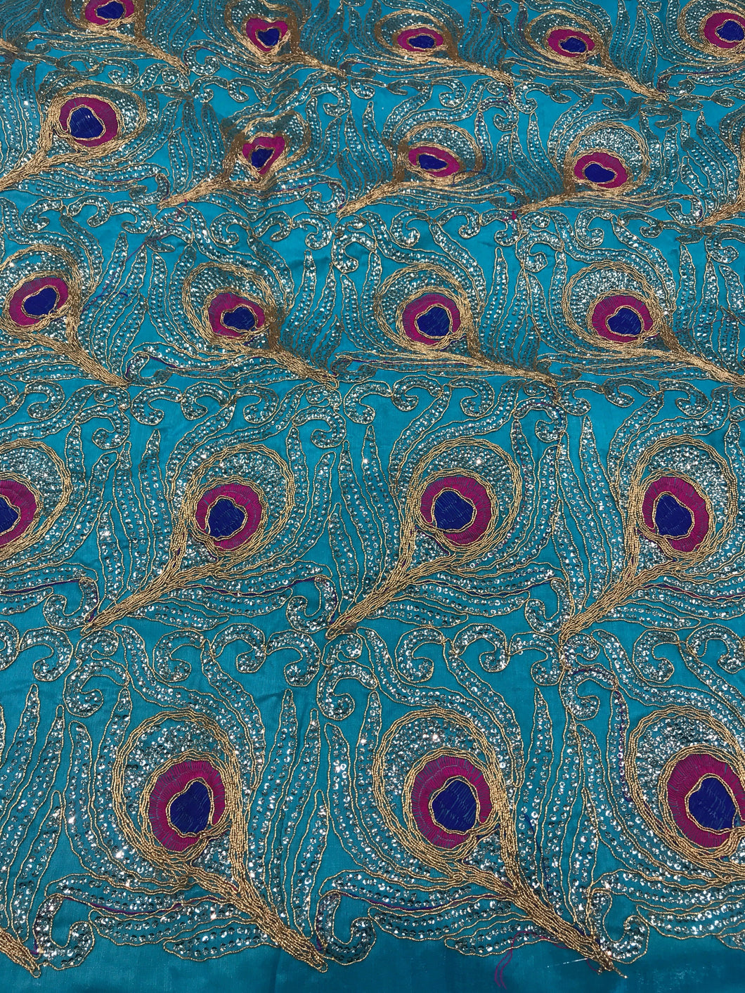 Peacock feather embroidery 44" wide