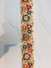 Mirror embroidered trim, multi color with nude background