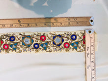 Mirror embroidered trim, multi color with nude background