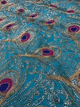 Peacock feather embroidery 44" wide