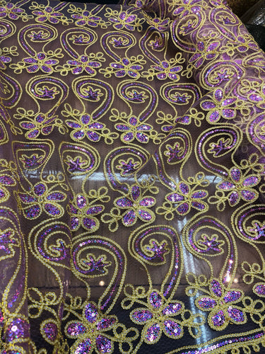 Lilac Tule cording lace 52" wide