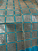 Beautiful shiny shantung embroided sequence   44&quot; wide
