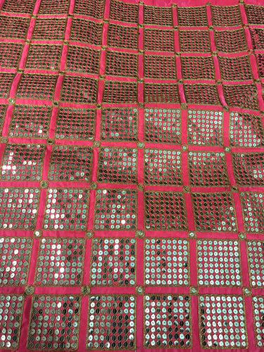Beautiful shiny shantung embroided sequence   44" wide