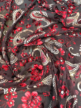 Italian designer Chiffon Velvet Burnout fabric Floral print. Price for One Yard  45&quot; Wide