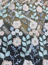 Italian designer  fabric Floral embroidery  on tulle fabric.  Price for One Yard 50&quot; wide. Usable for apparel,accessories and interior desig