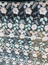 Italian designer  fabric Floral embroidery  on tulle fabric.  Price for One Yard 50&quot; wide. Usable for apparel,accessories and interior desig