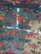 Italian designer  fabric Floral embroidery on tulle fabric.  Price for One Yard 50&quot; wide. Usable for apparel,accessories and interior design