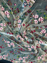 Italian designer  fabric Floral embroidery on tulle fabric.  Price for One Yard 50&quot; wide. Usable for apparel,accessories and interior design
