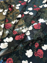 Italian designer  fabric Floral embrodery on tulle fabric.  Price for One Yard 50&quot; wide. Usable for apparel,accessories and interior designi