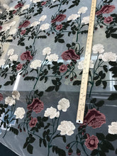 Italian designer  fabric Floral embrodery on tulle fabric.  Price for One Yard 50&quot; wide. Usable for apparel,accessories and interior designi