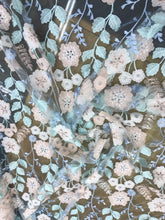 Italian designer  fabric Floral embroidery  on tulle fabric.  Price for One Yard 50&quot; wide. Usable for apparel,accessories and interior desig