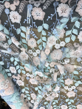 Italian designer  fabric Floral embroidery  on tulle fabric.  Price for One Yard 50&quot; wide. Usable for apparel,accessories and interior desig