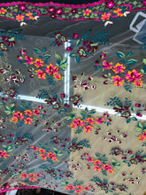 Italian designer  fabric Floral embroidery on tulle fabric.  Price for One Yard 50&quot; wide. Usable for apparel,accessories and interior design