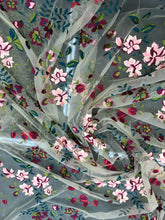 Italian designer  fabric Floral embroidery on tulle fabric.  Price for One Yard 50&quot; wide. Usable for apparel,accessories and interior design
