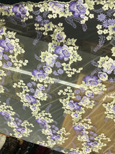 Italian designer  fabric Floral embroidery on tulle fabric.  Price for One Yard 50&quot; wide. Usable for apparel,accessories and interior design