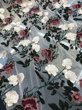 Italian designer  fabric Floral embrodery on tulle fabric.  Price for One Yard 50&quot; wide. Usable for apparel,accessories and interior designi