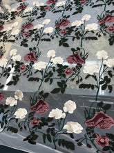 Italian designer  fabric Floral embrodery on tulle fabric.  Price for One Yard 50&quot; wide. Usable for apparel,accessories and interior designi