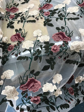 Italian designer  fabric Floral embrodery on tulle fabric.  Price for One Yard 50&quot; wide. Usable for apparel,accessories and interior designi