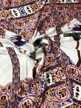100% silk satin charmouse print                               54&quot; wide suitable for evening dress, scarp etc