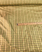 Silk taffeta plads fabric  54&quot; wide                    Sold by the yard            Beautiful apple green & light yellow gold combination