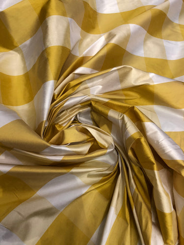 Silk dupion plads 54" wide        Sold by the yard    Color: yellow white