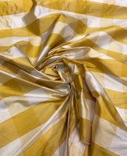 Silk dupion plads 54&quot; wide        Sold by the yard    Color: yellow white