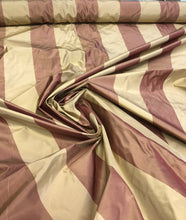 Silk taffeta stripes 54&quot; wide     Sold by the yard      Color: gold & wine