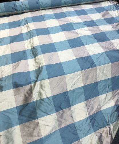 Silk shantung plads 54" wide    Sold by the yard  color: blue grey tones