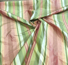 Silk taffeta stripes 54&quot; wide       sold by the yard     Color: pink & green