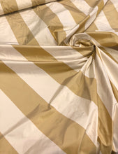 Silk taffeta stripes 54&quot; wide       Sold by the yard    Beautiful gold & beige combination