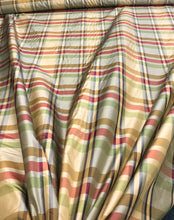 Silk taffeta plads 54&quot; wide     Sold by the yard       Beautiful wine red green gold with greyish background