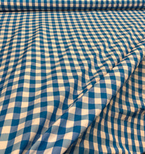 Taffeta gingham check 54&quot; wide                        Sold by the yard            Turquoise & white