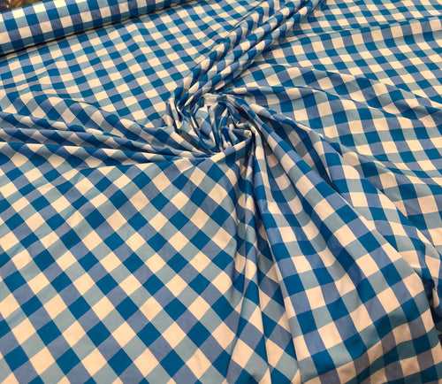 Taffeta gingham check 54" wide                        Sold by the yard            Turquoise & white