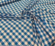 Taffeta gingham check 54&quot; wide                        Sold by the yard            Turquoise & white