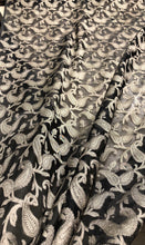 100% silk organza jaquard 45&quot; wide   Beautiful black gold floral design     Sold by the yard