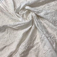 Poly cotton ribbon embroidery 54&quot; wide       Beautiful white on white embroidery          Sold by the yard