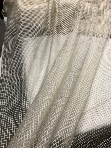 100% silk organza gingham 45" wide    Beautiful ivory color      Fabric sold by the yard