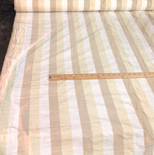 100% silk shantung stripe, 54&quot; wide. Beautiful ivory brownish yellow gold. Fabric sold by the yard.