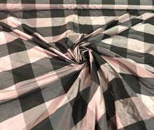 100% silk shantung plaids   Beautiful dusty rose pink & brown color     Fabric sold by the yard