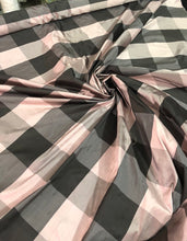 100% silk shantung plaids   Beautiful dusty rose pink & brown color     Fabric sold by the yard
