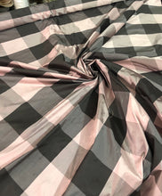 100% silk shantung plaids   Beautiful dusty rose pink & brown color     Fabric sold by the yard