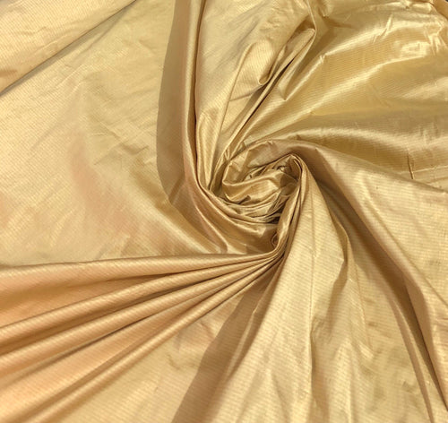 100% silk shantung pinstripe 54" wide     Beautiful canary gold color    Fabric sold by the yard