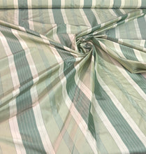 Silk taffeta stripe 54&quot; wide     Beautiful pastel greens stripe     Fabric sold by the yard