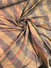 Raw silk shantung stripe 54&quot; wide   Beautiful brwon purple color     Fabric sold by the yard