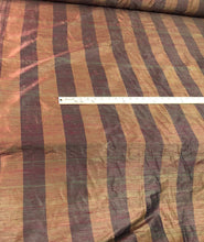 Raw silk shantung stripe 54&quot; wide   Beautiful brwon purple color     Fabric sold by the yard