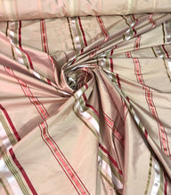 Silk shantung satin stripe 54&quot; wide     Beautiful rose pink stripe      Fabric sold by the yard