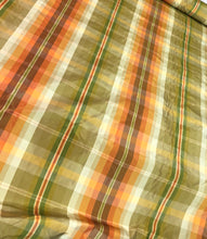 Silk taffeta plaid 54&quot; wide     Beautiful gold orange brown colors    Fabric sold by the yard